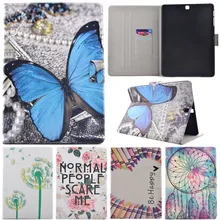 Cute Cartoon Tree Pen Butterfly Smile Stand Flip Leather Case For Samsung Galaxy Tab S2 8.0 T710 SM-T715 T715 Tablet Cover Coque