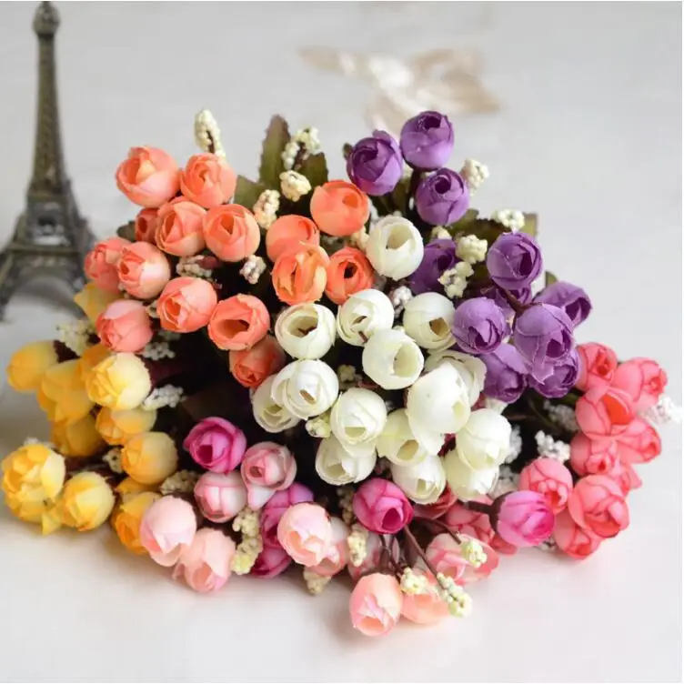 15pcs Small Tea Rose Bouquet Artificial Flowers For Wedding Decoration Home Decor DIY Gift Packaging Crafts
15pcs Small Tea Rose Bouquet Artificial Flowers For Wedding Decoration Home Decor DIY Gift Packaging Crafts