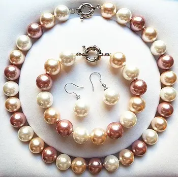 Jewelry Set white pink Genuine 10mm South Sea Shell Pearl Necklace Bracelet Earrings Beads women Jewelry set 925 clasp
Jewelry Set white pink Genuine 10mm South Sea Shell Pearl Necklace Bracelet Earrings Beads women Jewelry set 925 clasp
