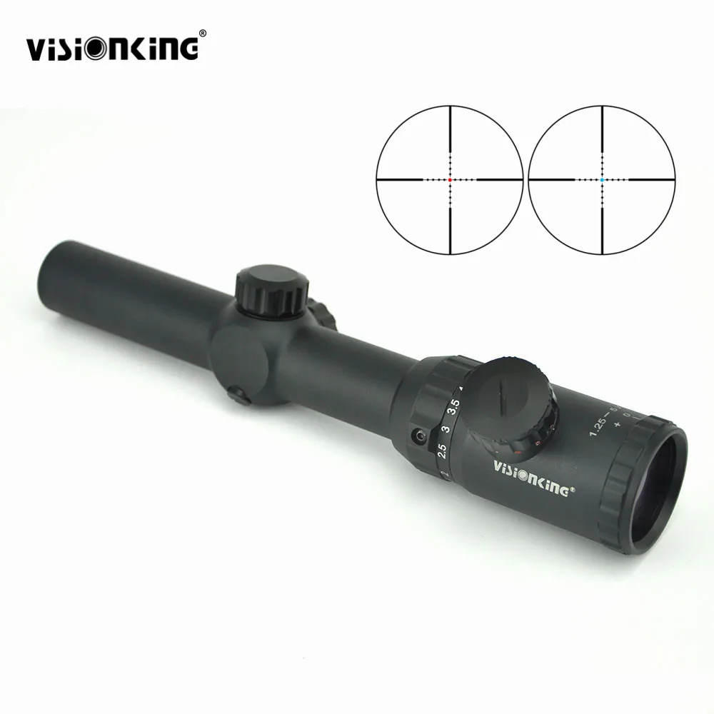 Vsionking 1.25-5x26 Riflescope Three Pin 5 Level Red/Blue Illuminated Mil Dot Military Tactical Rifle Scope Air Gun Optics Sight
Vsionking 1.25-5x26 Riflescope Three Pin 5 Level Red/Blue Illuminated Mil Dot Military Tactical Rifle Scope Air Gun Optics Sight