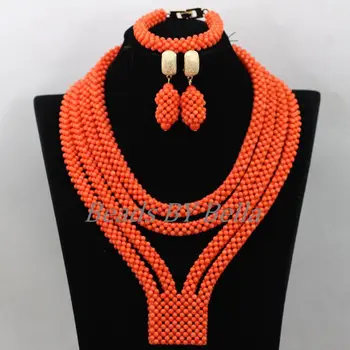 Handmade African Costume Jewelry Sets Orange Coral Nigerian Wedding Beads Bridal Jewelry Statement Necklace Free Shipping ABK587 
Handmade African Costume Jewelry Sets Orange Coral Nigerian Wedding Beads Bridal Jewelry Statement Necklace Free Shipping ABK587