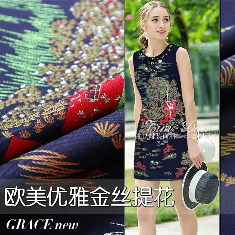 Christmas tree gold jacquard fabric/high-grade gold brocade yarn-dyed clothing cloth
Christmas tree gold jacquard fabric/high-grade gold brocade yarn-dyed clothing cloth
