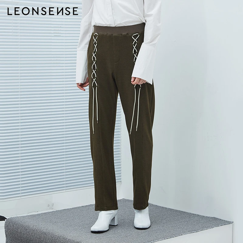 LEONSENSE дизайнерская мужская одежда трендовые мужские однотонные прямые брюки на
