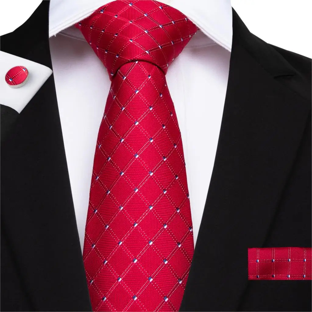 MJ-7131 DiBanGu Classic Red Plaid Men's Tie 100% Silk Tie Hanky Cufflinks Tie for Men Suit Business Wedding Party Tie Set
MJ-7131 DiBanGu Classic Red Plaid Men's Tie 100% Silk Tie Hanky Cufflinks Tie for Men Suit Business Wedding Party Tie Set