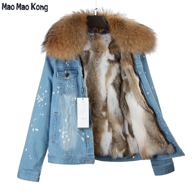 brand 2019 new autumn winter jacket coat women Holes Denim jacket real large raccoon fur collar real rabbit fur thick warm Liner
brand 2019 new autumn winter jacket coat women Holes Denim jacket real large raccoon fur collar real rabbit fur thick warm Liner
