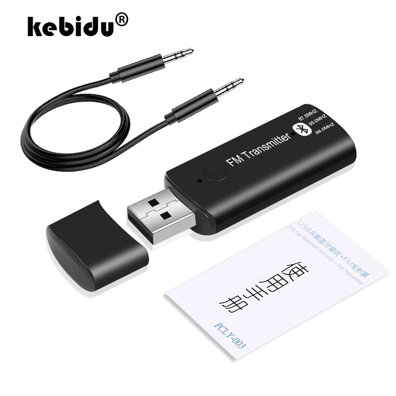 kebidu 3.5mm Jack Handsfree Auto Bluetooth Car Kit Music Adapter AUX 5.0 Mini Audio Receiver FM Transmitter | Электроника