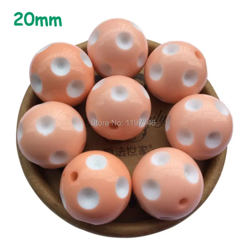 

Round Resin Bubblegum Polka Dots Beads Coral Wave Point Beads For DIY Necklace Bracelet Making Jewelry Findings 20mm 100pcs