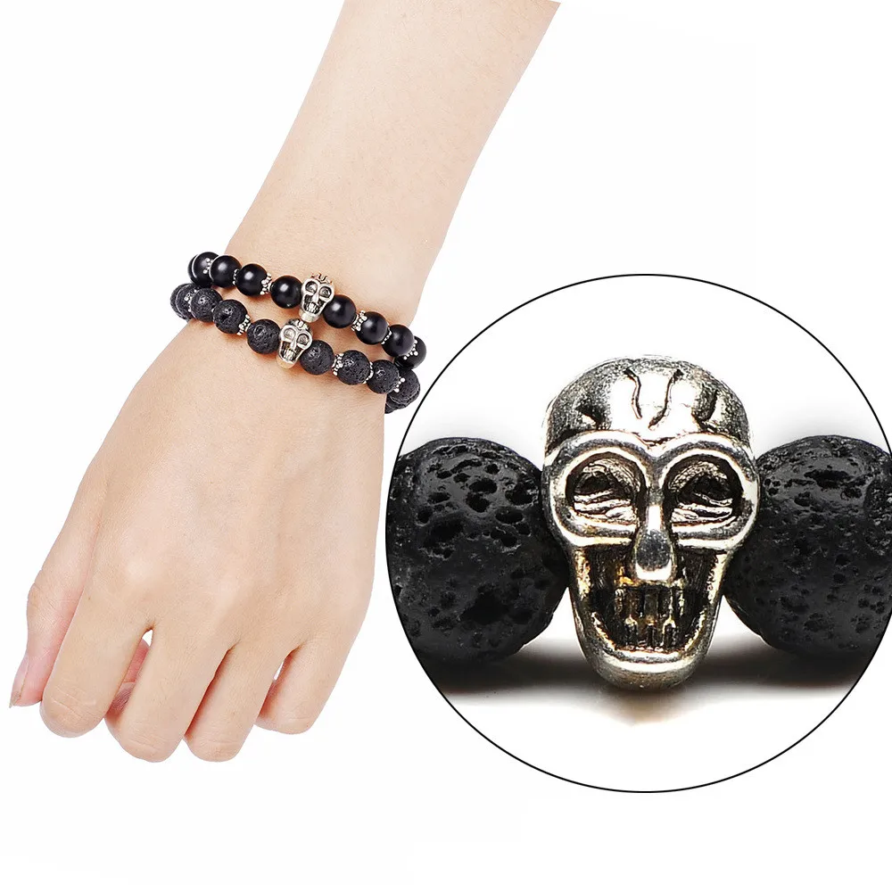 2018 New Fashion Natural Stones Skull Bracelet Black Lava Stone Beads Agates Stone Beads Men Bracelet Pulseira Masculina Z737
2018 New Fashion Natural Stones Skull Bracelet Black Lava Stone Beads Agates Stone Beads Men Bracelet Pulseira Masculina Z737