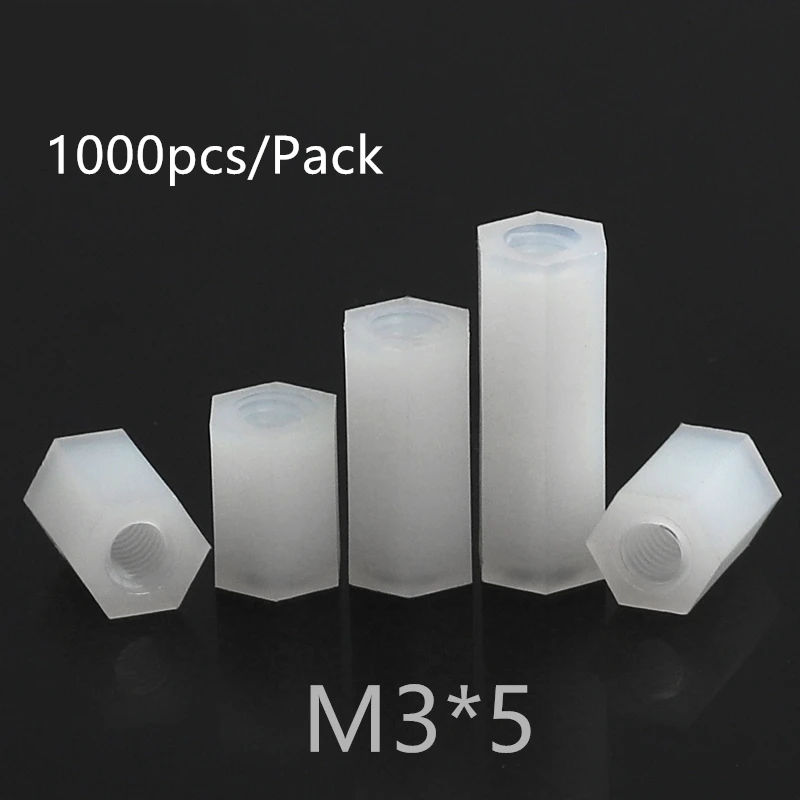 1000pcs M3*5 M3x5 Nylon Standoff Spacer PCB Female Column Flat Head Double Pass Nylon Plastic Thread Screws Hex Long Nuts
1000pcs M3*5 M3x5 Nylon Standoff Spacer PCB Female Column Flat Head Double Pass Nylon Plastic Thread Screws Hex Long Nuts
