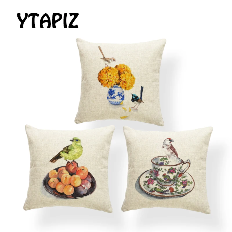 Painted Bird Pattern Pillow Case Sparrow Parrot Tea Cup Teapot Fruit Candy Gift Flower Decoration Bedroom Sofa Cushion Cover
Painted Bird Pattern Pillow Case Sparrow Parrot Tea Cup Teapot Fruit Candy Gift Flower Decoration Bedroom Sofa Cushion Cover
