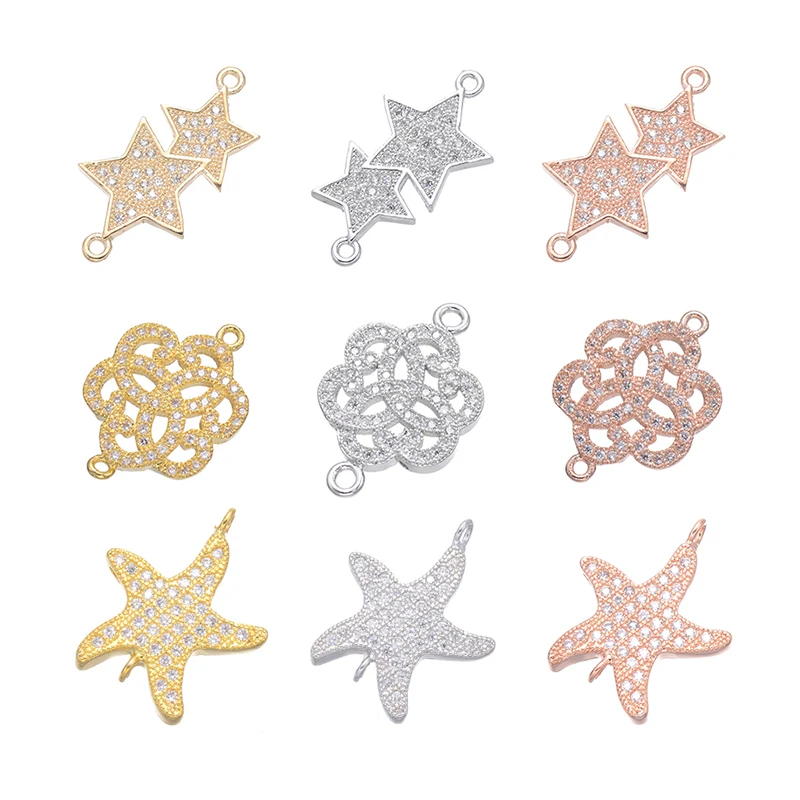 Juya DIY Jewelry Making Accessories Micro Pave Zircon Flower Star Charms Connectors For Bracelets Earrings Hardware Material
Juya DIY Jewelry Making Accessories Micro Pave Zircon Flower Star Charms Connectors For Bracelets Earrings Hardware Material