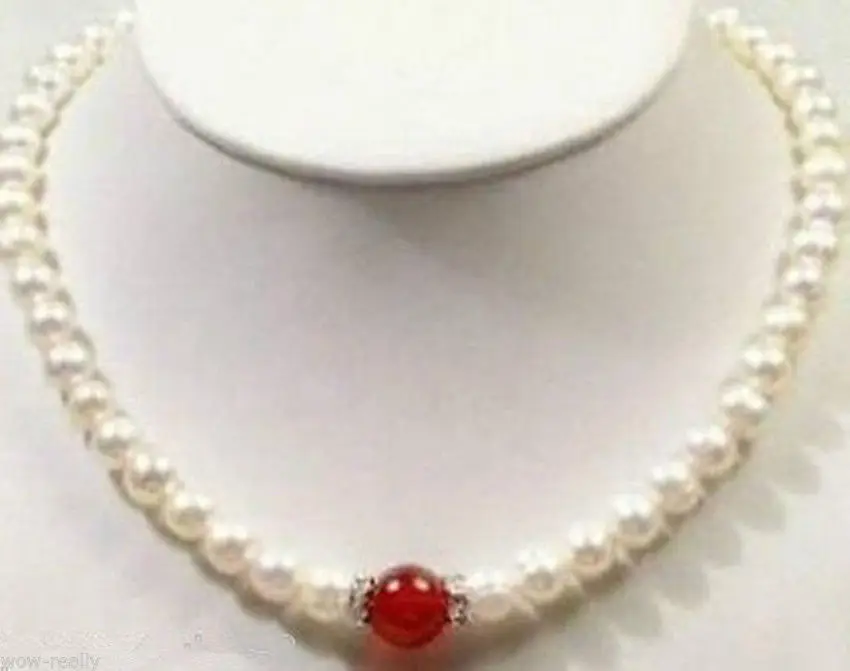 New 7-8mm White Cultured Freshwater pearl Ruby Necklace 18inch^^^@^Noble style Natural Fine jewe FREE SHIPPING
New 7-8mm White Cultured Freshwater pearl Ruby Necklace 18inch^^^@^Noble style Natural Fine jewe FREE SHIPPING
