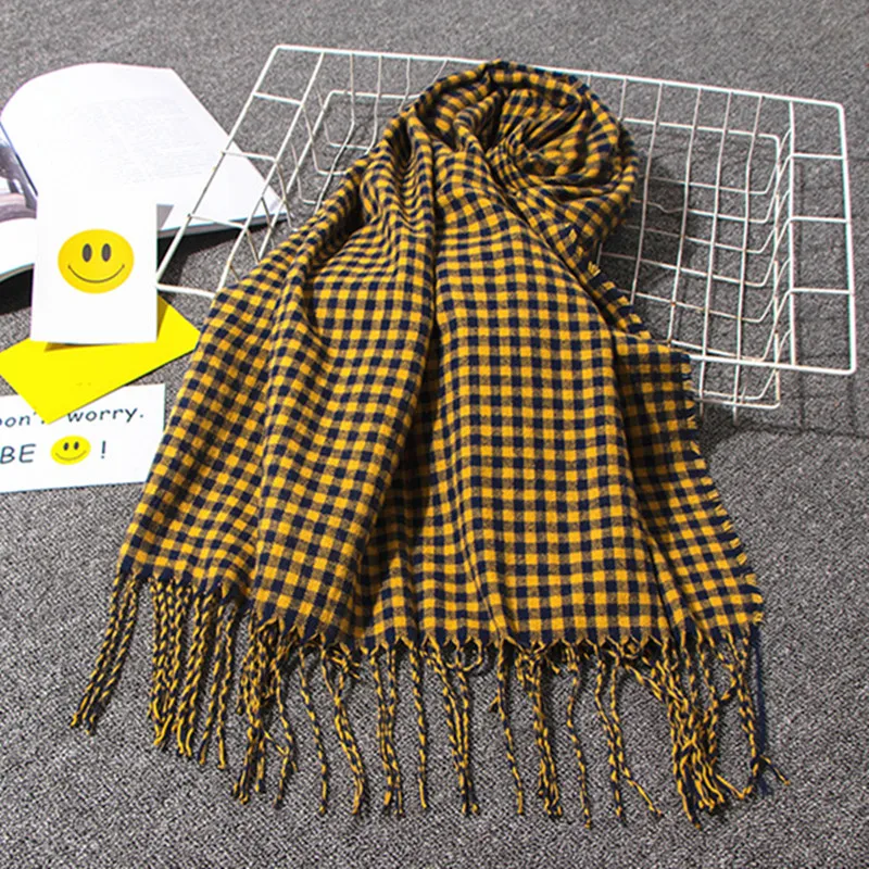 2019 Fashion Classic Women's Yellow Plaid Scarf Winter Faux Cashmere Warm Poncho Ladies Wool Long Scarves Female Plaid Shawl
2019 Fashion Classic Women's Yellow Plaid Scarf Winter Faux Cashmere Warm Poncho Ladies Wool Long Scarves Female Plaid Shawl