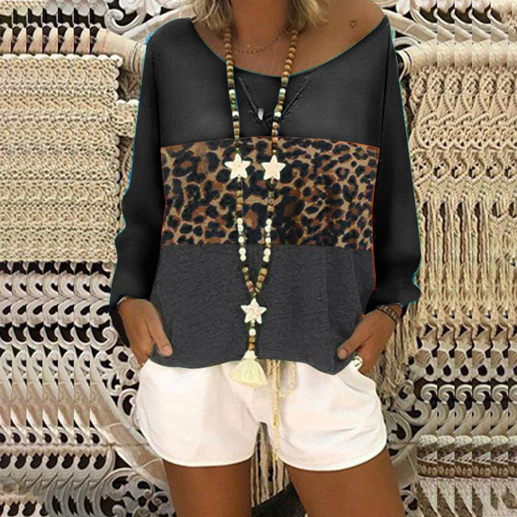 Women Casual Loose Round Neck Long Sleeve Color Matching Shirts Blouses Tee Blusas 2019 Summer Ladies Blouse Women Cheap Clothes
Women Casual Loose Round Neck Long Sleeve Color Matching Shirts Blouses Tee Blusas 2019 Summer Ladies Blouse Women Cheap Clothes