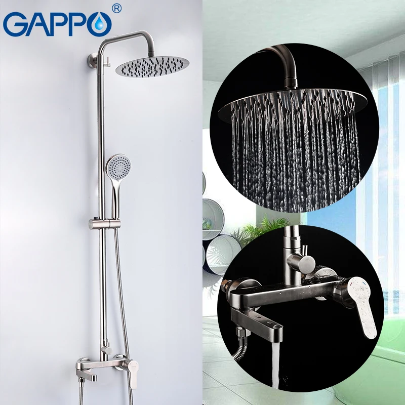 GAPPO Stainless Steel Bathroom Rainfall Shower Faucet Set Single Handle Mixer Tap With Hand Sprayer Wall Mounted Bath Shower Set
GAPPO Stainless Steel Bathroom Rainfall Shower Faucet Set Single Handle Mixer Tap With Hand Sprayer Wall Mounted Bath Shower Set