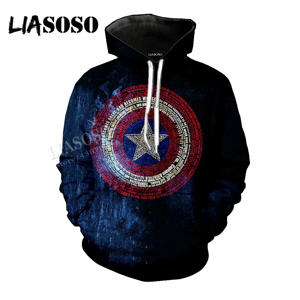LIASOSO Neutral Pullover Marvel Movie 3D Print Captain America Logo Jacket / coat / Hat coat / Zip Hoodie CX069
LIASOSO Neutral Pullover Marvel Movie 3D Print Captain America Logo Jacket / coat / Hat coat / Zip Hoodie CX069