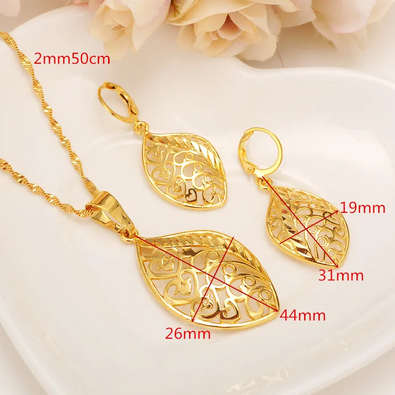 Warna Emas Png Kalung Liontin Earringsset Wanita Pesta Hadiah Wanita Afrika Daun Bentuk Pengantin Pernikahan Perhiasan Perempuan Pesona Aliexpress