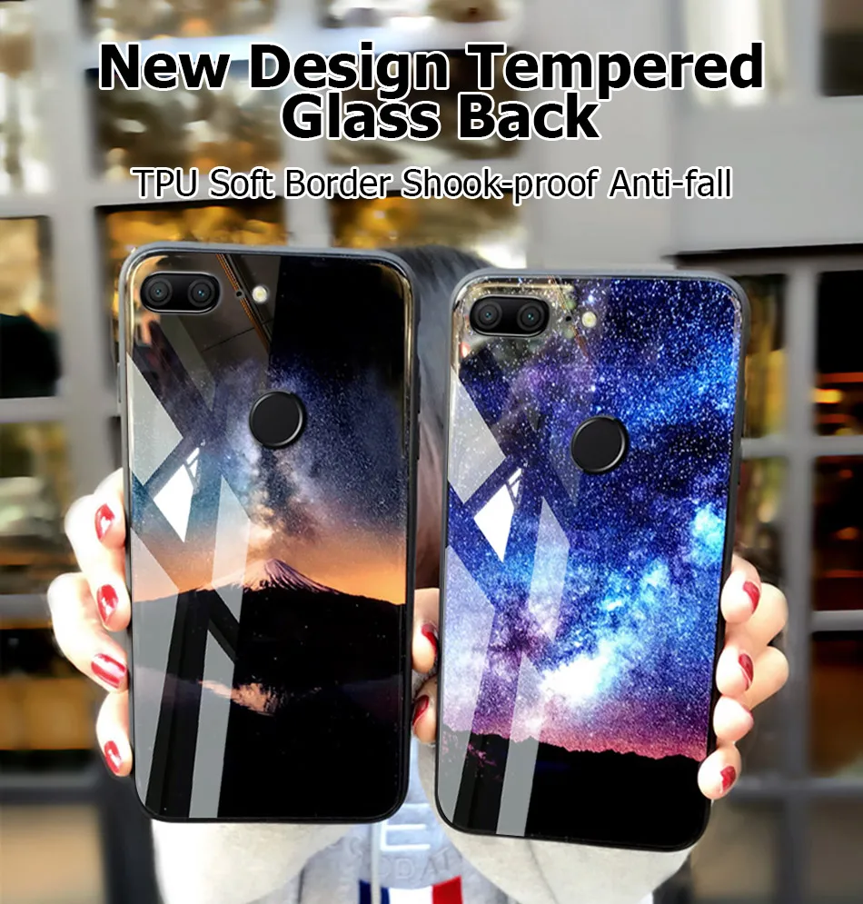 TOMKAS Glass Case On Honor 10 9 Lite Phone Case On For Huawei P20 Mate 10 Lite P20 Pro P Smart Cover Cases Silicon Stars Space   (1)