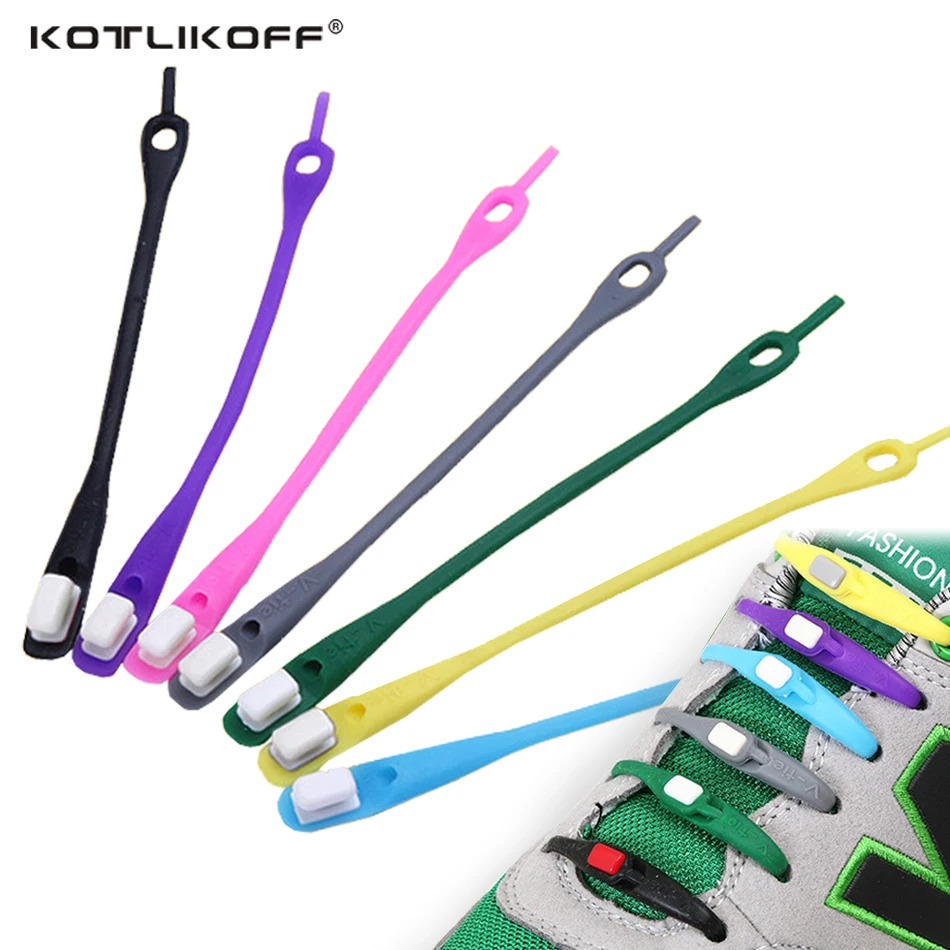 Image KOTLIKOFF New Design Fashion Lazy Elastic Shoelaces Unisex Elastic Shoelace T tie Creative Lazy Silicone Laces No Tie Rubber