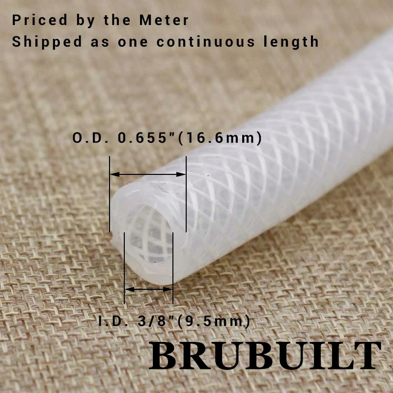 Reinforced Silicone Tubing 3/8" ID X .655" OD Priced by the Meter Food Grade Silicone Homebrew Tubing
Reinforced Silicone Tubing 3/8" ID X .655" OD Priced by the Meter Food Grade Silicone Homebrew Tubing
