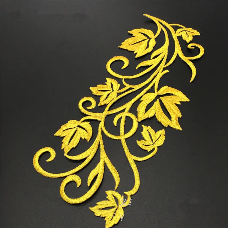 10Pcs/Lot New Gold Ribbon Embroidery Leaves Large Patch Applique Iron Stick On Clothes Shirt Garment Decorate Accessory 30*14CM
10Pcs/Lot New Gold Ribbon Embroidery Leaves Large Patch Applique Iron Stick On Clothes Shirt Garment Decorate Accessory 30*14CM