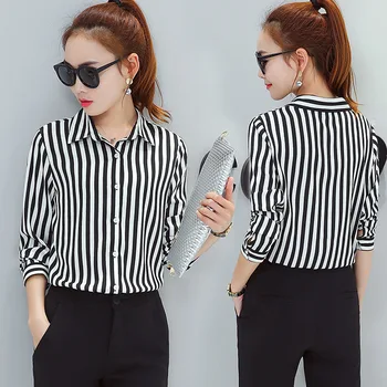ih V Neck Long Sleeve Casual Shirt Red Black Striped Office Lady Work Blouse 2019 Spring Autumn New Fashion Turn Down Collar Top 
ih V Neck Long Sleeve Casual Shirt Red Black Striped Office Lady Work Blouse 2019 Spring Autumn New Fashion Turn Down Collar Top