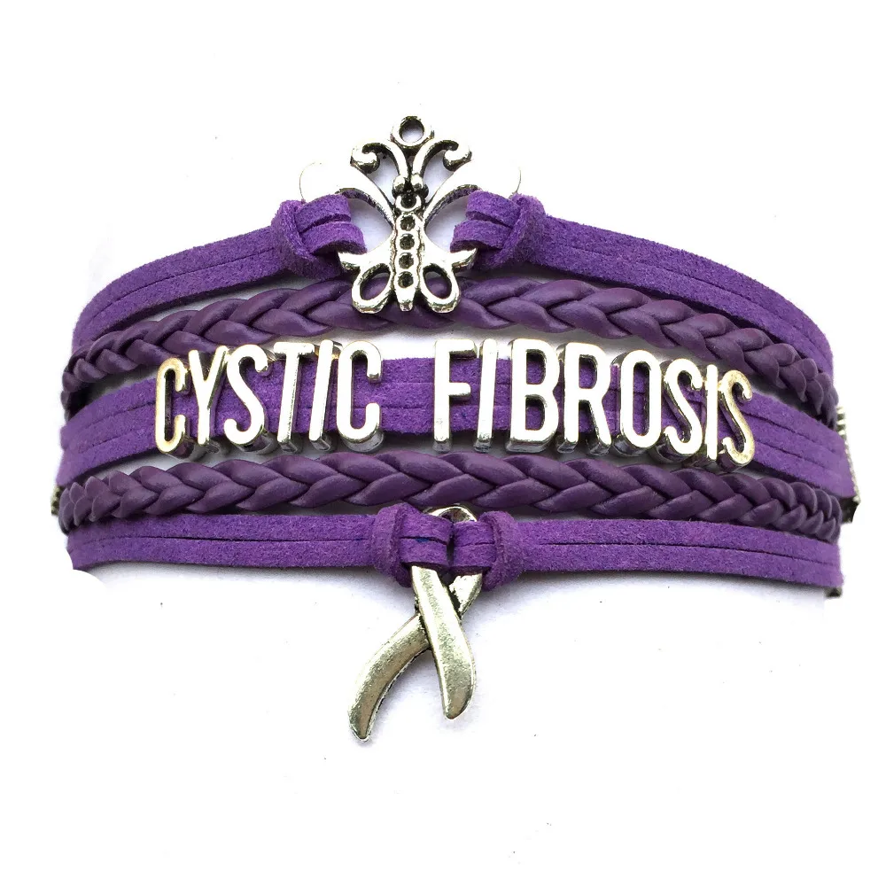 Drop Shipping Purple Leather Braided Cystic Fibrosis Bracelet Awareness Ribbon Butterfly Cancer Charm
Drop Shipping Purple Leather Braided Cystic Fibrosis Bracelet Awareness Ribbon Butterfly Cancer Charm