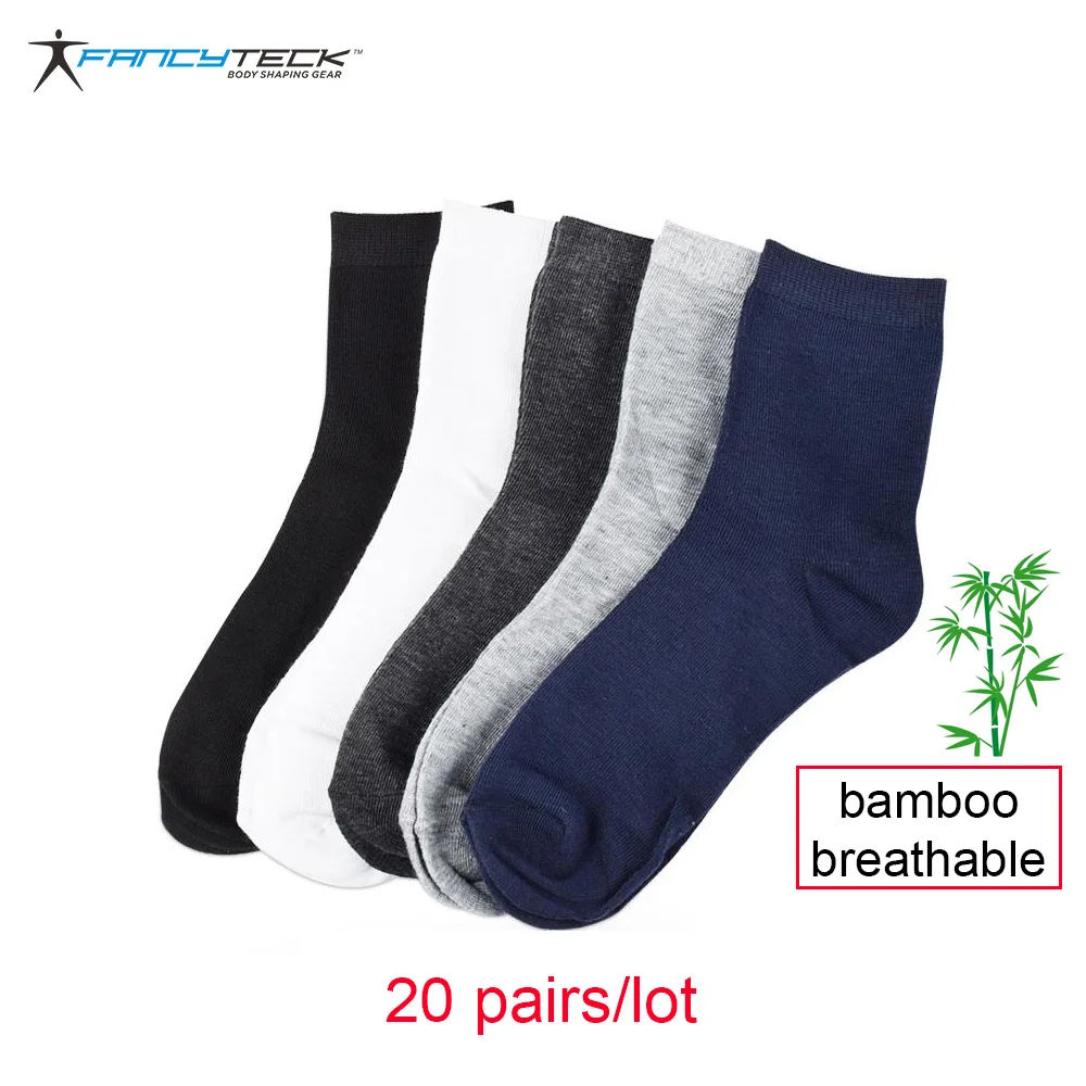 

Fancyteck 20 Pairs Antibacter Crew Socks 5 colors Casual Spandex Polyester Bamboo Socks Fiber Chroma Warmer Solid Color Socks