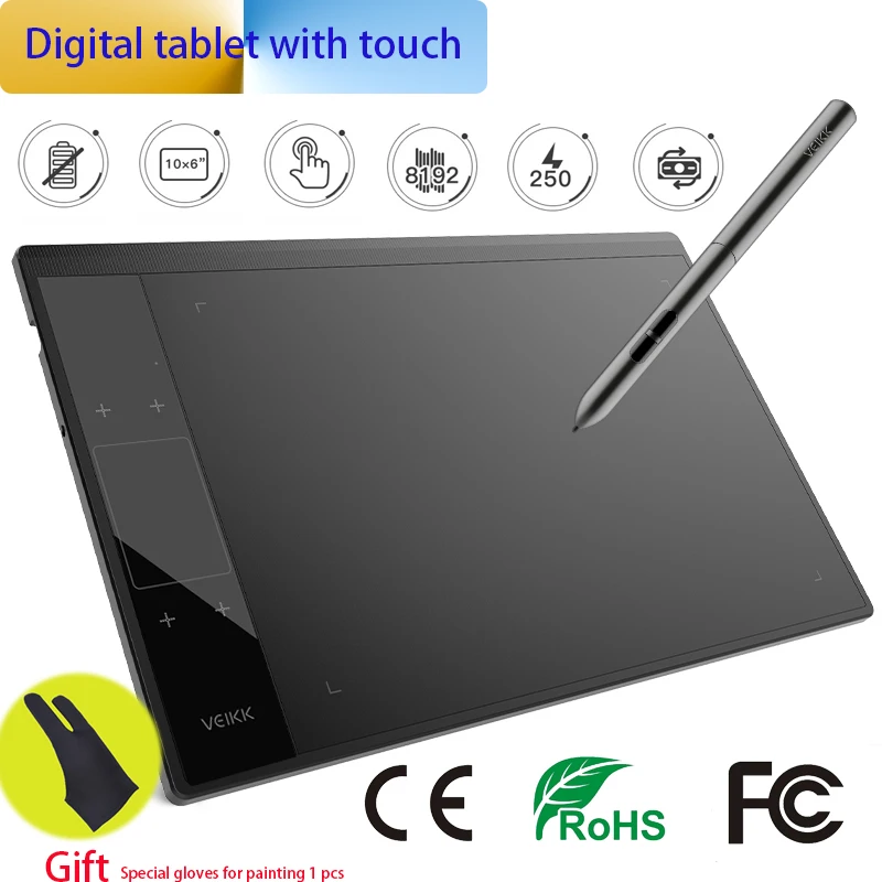 VEIKK A30 Touch Button Drawing Tablet 10x6 inches Active Area Digital Drawing Graphic Tablets with 8192 Pressure Sensitivity
VEIKK A30 Touch Button Drawing Tablet 10x6 inches Active Area Digital Drawing Graphic Tablets with 8192 Pressure Sensitivity