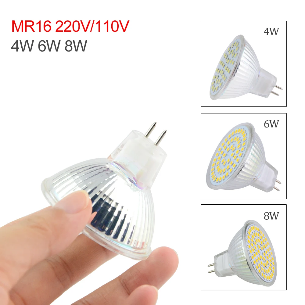 High Brightness MR16 LED Bulb Lamp 220V 110V GU5.3 4W 6W 8W 36 54 72 SMD2835 LEDs Lampada Spot Light Glass Home Indoor Light
High Brightness MR16 LED Bulb Lamp 220V 110V GU5.3 4W 6W 8W 36 54 72 SMD2835 LEDs Lampada Spot Light Glass Home Indoor Light