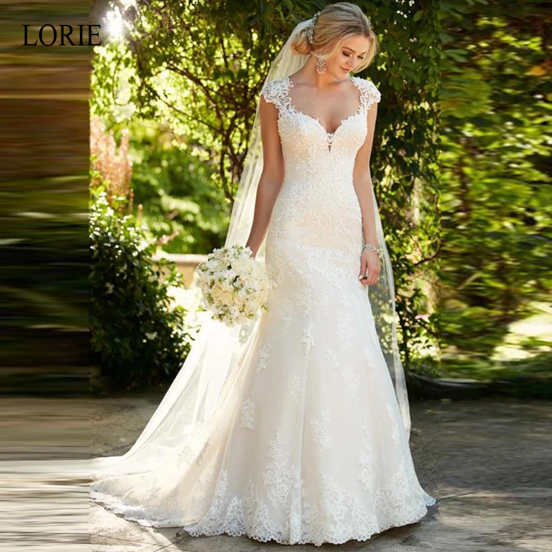 LORIE Graceful Tulle V-neck Neckline Mermaid Wedding Dresses With Beaded Lace Appliques Romantic vestido de noiva Plus size dres
LORIE Graceful Tulle V-neck Neckline Mermaid Wedding Dresses With Beaded Lace Appliques Romantic vestido de noiva Plus size dres