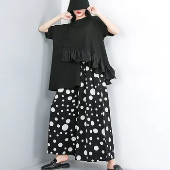 Women Casual Wide Leg Polka Dot Pants Elastic Waist Ankle-Length Pants Pockets Chiffon Loose Trousers
Women Casual Wide Leg Polka Dot Pants Elastic Waist Ankle-Length Pants Pockets Chiffon Loose Trousers