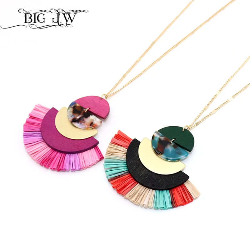 BIG J.W Colorful Raffia Tassel Necklaces Pendants for Women Long Chain Bohemia Geometric African Necklace Women Accessories
BIG J.W Colorful Raffia Tassel Necklaces Pendants for Women Long Chain Bohemia Geometric African Necklace Women Accessories
