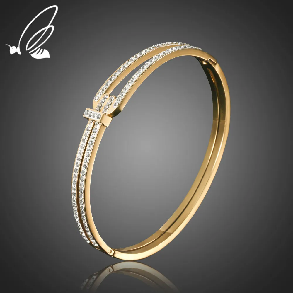 S'STEEL Luxury Pave Setting Rhinestone Bangles Bracelets Gold Color 316L Stainless Steel CZ Crystal Wedding Bangle For Women
S'STEEL Luxury Pave Setting Rhinestone Bangles Bracelets Gold Color 316L Stainless Steel CZ Crystal Wedding Bangle For Women