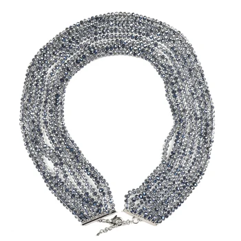 Silver and blue multi-layer round Synthesis pearl and Glass Crystal gem necklace can be a holiday gift
Silver and blue multi-layer round Synthesis pearl and Glass Crystal gem necklace can be a holiday gift