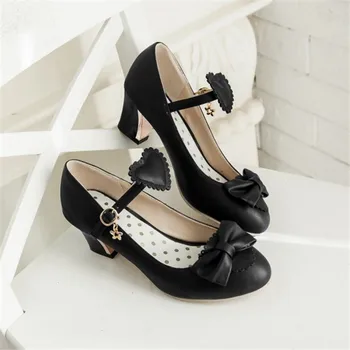 Lolita Japanese Love heart buckle with bow student single shoes Multi-color optiona A
Lolita Japanese Love heart buckle with bow student single shoes Multi-color optiona A