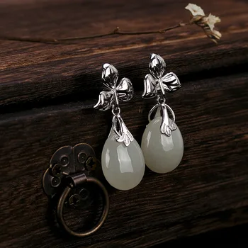 925 Sterling Silver Jewelry Natural Jade Ethnic Flower Earrings For Women Fashion Trendy Jewelry Aretes De Mujer Modernos 2019
925 Sterling Silver Jewelry Natural Jade Ethnic Flower Earrings For Women Fashion Trendy Jewelry Aretes De Mujer Modernos 2019