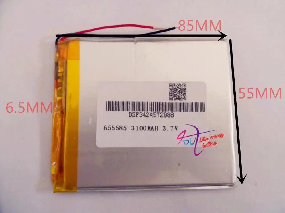 best battery brand Size 655585 3.7V 3100mah Lithium polymer Battery with protection board For Tablet PCs PDA Digital Products
best battery brand Size 655585 3.7V 3100mah Lithium polymer Battery with protection board For Tablet PCs PDA Digital Products