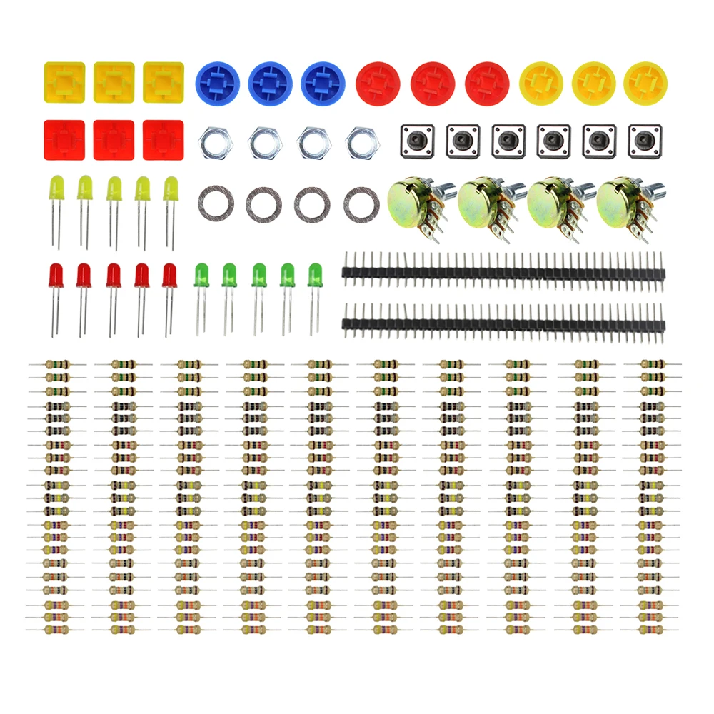 Starter Kit Resistor Kit UNO R3 LED Potentiometer Tact Switch Pin Header for arduino Diy Starter Kit
Starter Kit Resistor Kit UNO R3 LED Potentiometer Tact Switch Pin Header for arduino Diy Starter Kit