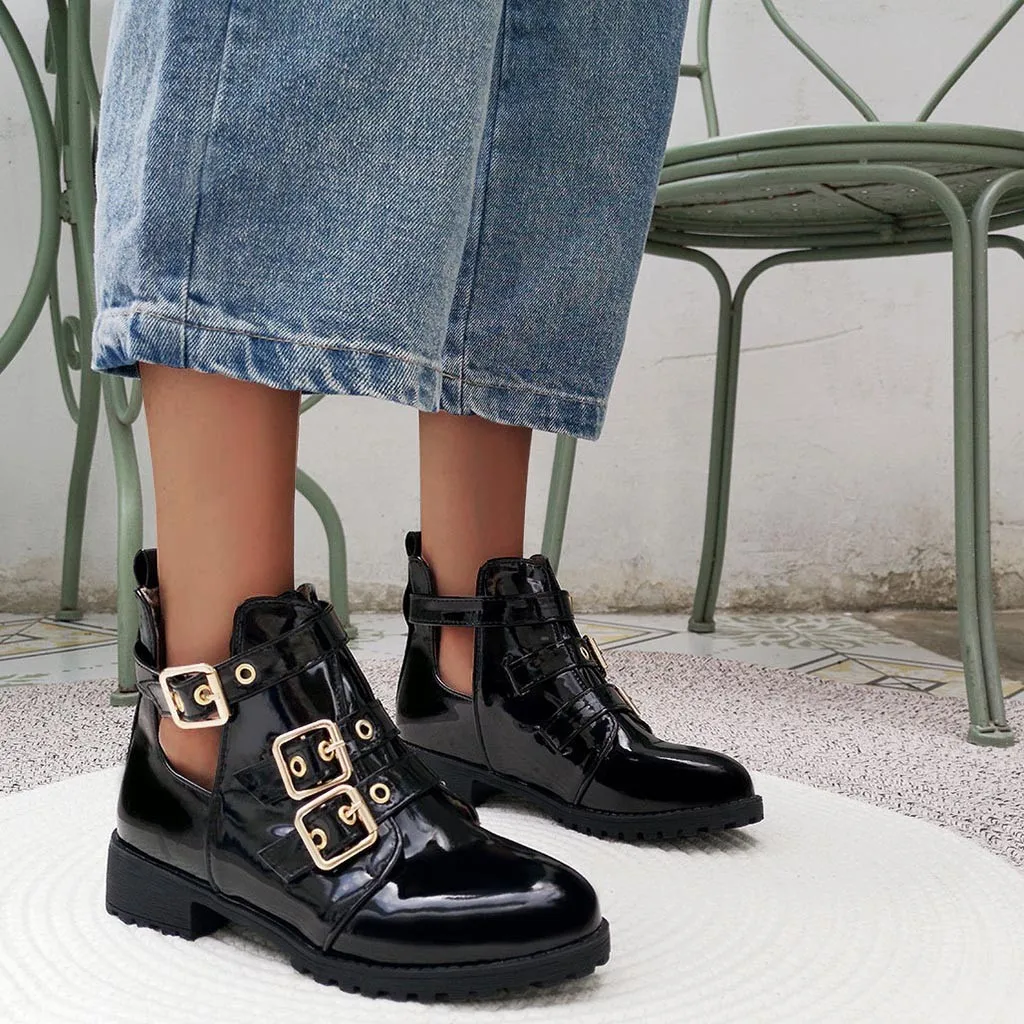 Women's Short Boots Leather Stylish Lady Winter Martin Boot Retro Motorcycle Boots Buckle Zipper Low Heel Ankle Shoes Botas
Women's Short Boots Leather Stylish Lady Winter Martin Boot Retro Motorcycle Boots Buckle Zipper Low Heel Ankle Shoes Botas