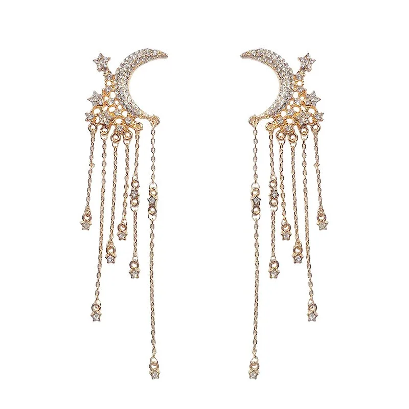 Luxury Star Moon Rhinestone Tassel Long Earrings For Women Wedding Party 2019 Statement Chic Fashion Jewlery Wholesale Gifts
Luxury Star Moon Rhinestone Tassel Long Earrings For Women Wedding Party 2019 Statement Chic Fashion Jewlery Wholesale Gifts