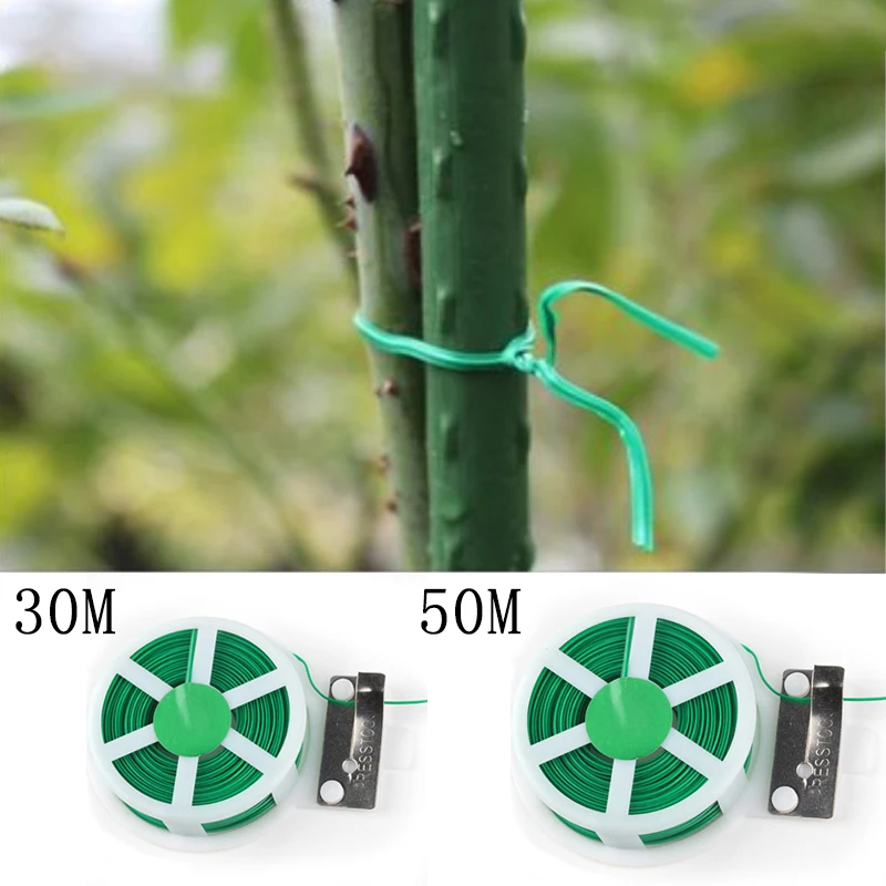 

Plant Grafting Wire Garden Twist Tie Wire Cable Reel With Cutter Gardening Plant Bush Flower Farmer Tool 30M 50M