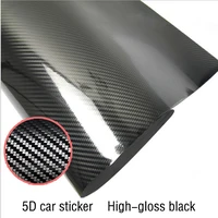 1 Pc 50*200cm Black 5D Carbon Fiber Vinyl Film Car Wrap Film 5D Roll Car Sticker Auto Sport Exterior Accessories Film image