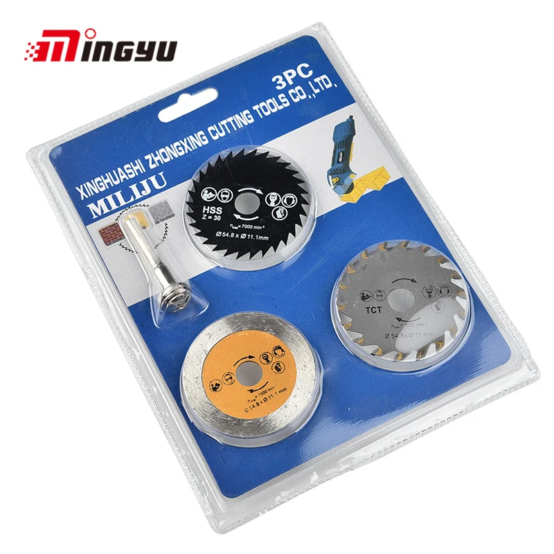 3PCS High Speed Steel Mini Saw Blade With Connecting Rod Out Diameter 54.8 mm Mini Circular Saw Blade Wood Cutting Blade
3PCS High Speed Steel Mini Saw Blade With Connecting Rod Out Diameter 54.8 mm Mini Circular Saw Blade Wood Cutting Blade