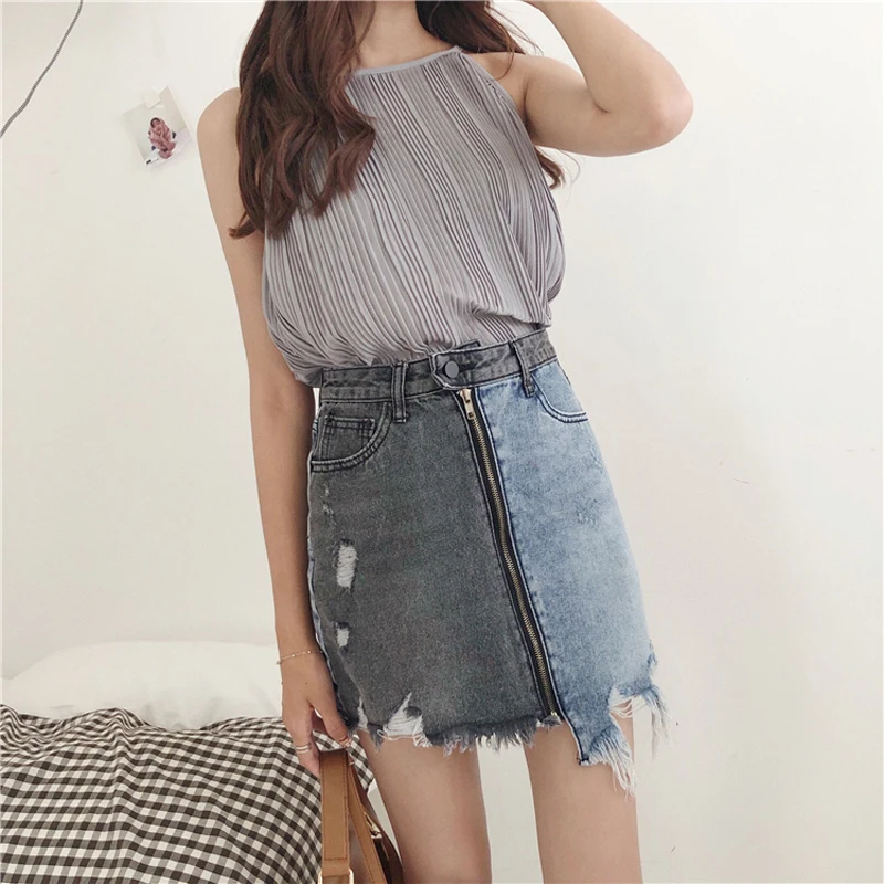 BGTEEVER Hit Color Zipper Denim Skirts Summer Fringe Irregular Mini Skirt Women High Waisted Vintage Pecil Skirts 2018 Faldas
BGTEEVER Hit Color Zipper Denim Skirts Summer Fringe Irregular Mini Skirt Women High Waisted Vintage Pecil Skirts 2018 Faldas