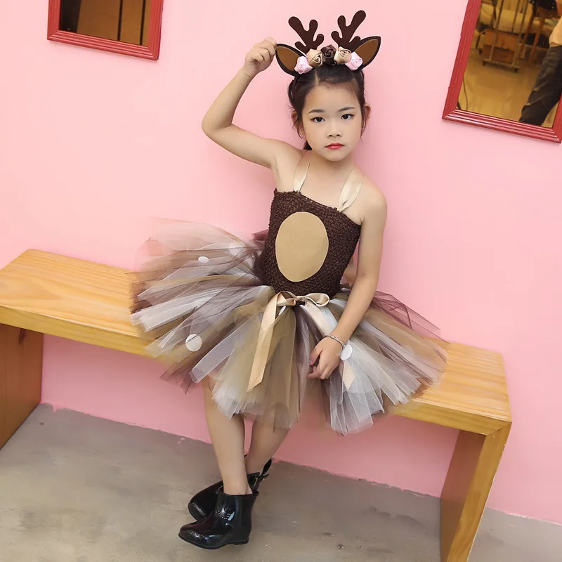 Cosplay&ware Little Girls Christmas Eve Xmas Dress Up Party Dresses Santa Reindeer Costume Tutu Mesh With Headband 22 Cosplay&ware Little Girls Christmas Eve Xmas Dress Up Party Dresses Santa Reindeer Costume Tutu Mesh With Headband -Cosplayware Store
