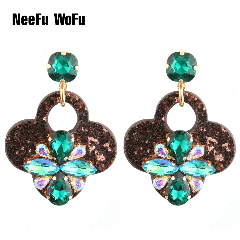 NeeFu WoFu Drop Flash Leather Earrings Clover Crystal Big Earring Large Long Brinco Ear Accessories Oorbellen Christmas Gift
NeeFu WoFu Drop Flash Leather Earrings Clover Crystal Big Earring Large Long Brinco Ear Accessories Oorbellen Christmas Gift