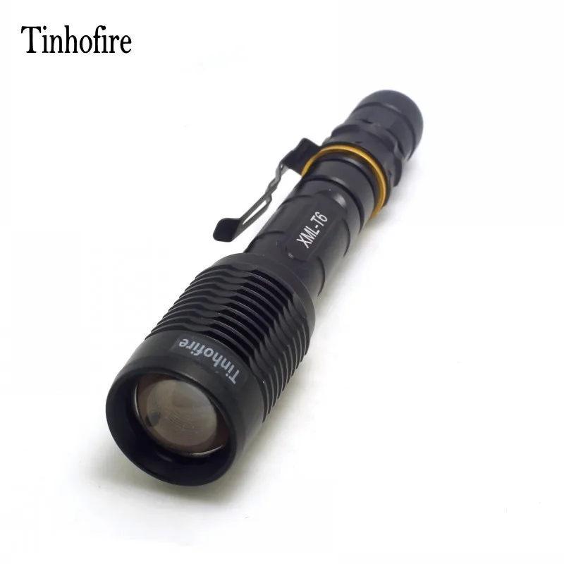 

Tinhofire Zoomable Flashlight 5 Mode 1600 Lumens CREE XM-L T6 LED Flashlight 18650 Battery Zoomable Flashlight Adjustable Torch