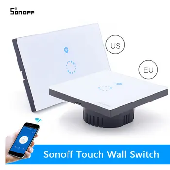 Sonoff WIFI Wireless Light Switch Touch Glass Panel Touch LED Light Switch Remote Control Via phone APP Smart Home Automation