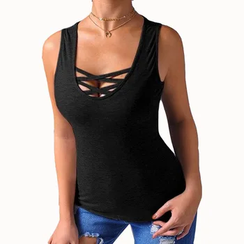Bandage V Neck Vests Cotton Blends T-Shirts 2019 Fashion Sleeveless Women Streetwear Solid Slim T Shirt Casual Tops Plus Size
Bandage V Neck Vests Cotton Blends T-Shirts 2019 Fashion Sleeveless Women Streetwear Solid Slim T Shirt Casual Tops Plus Size